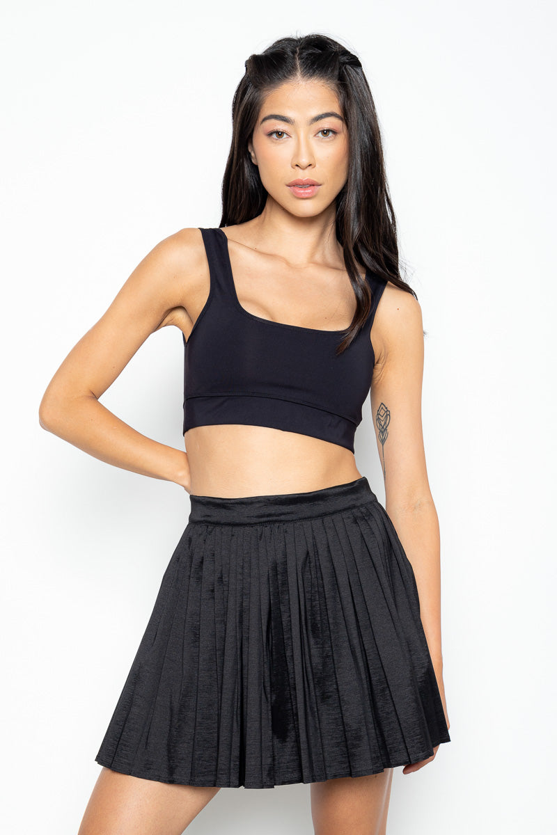 Light Pleated Taffeta Skirt - Black 