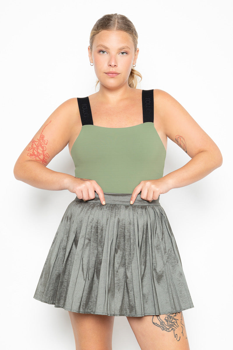 Taffeta Pleated Light Skirt - Green 