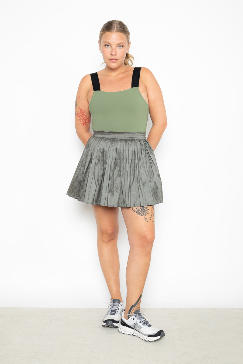 Taffeta Pleated Light Skirt - Green 